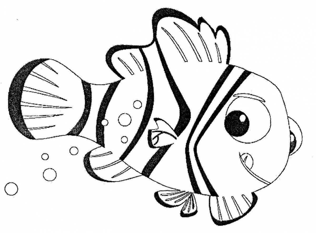 Рисунок сверкающей рыбы-клоуна