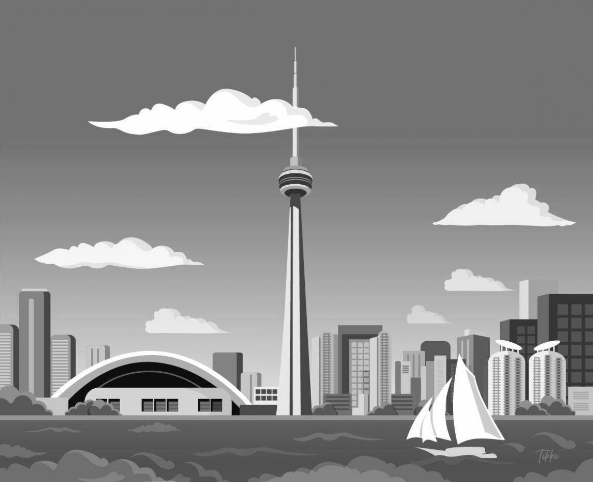 Charming CN tower coloring book