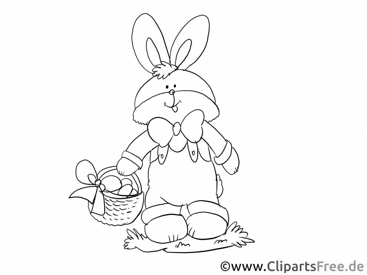 Living rabbit on the bench coloring book