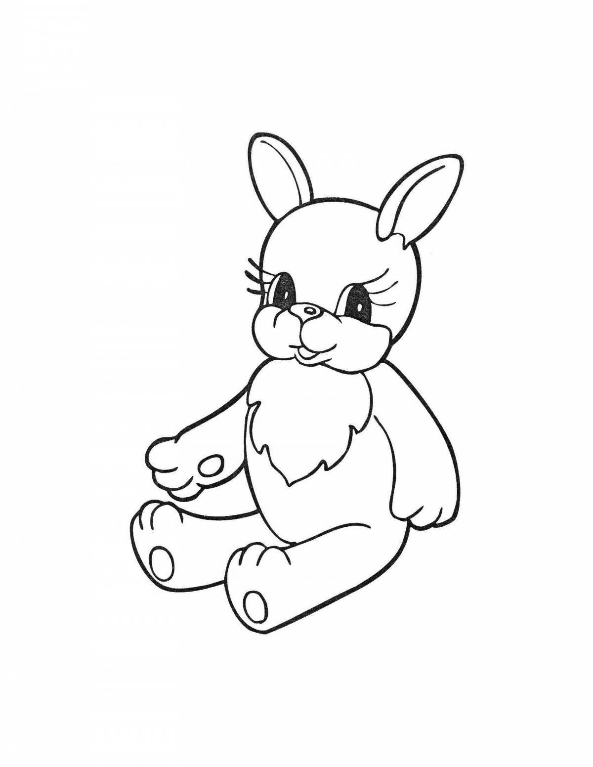 Coloring bright rabbit on the bench