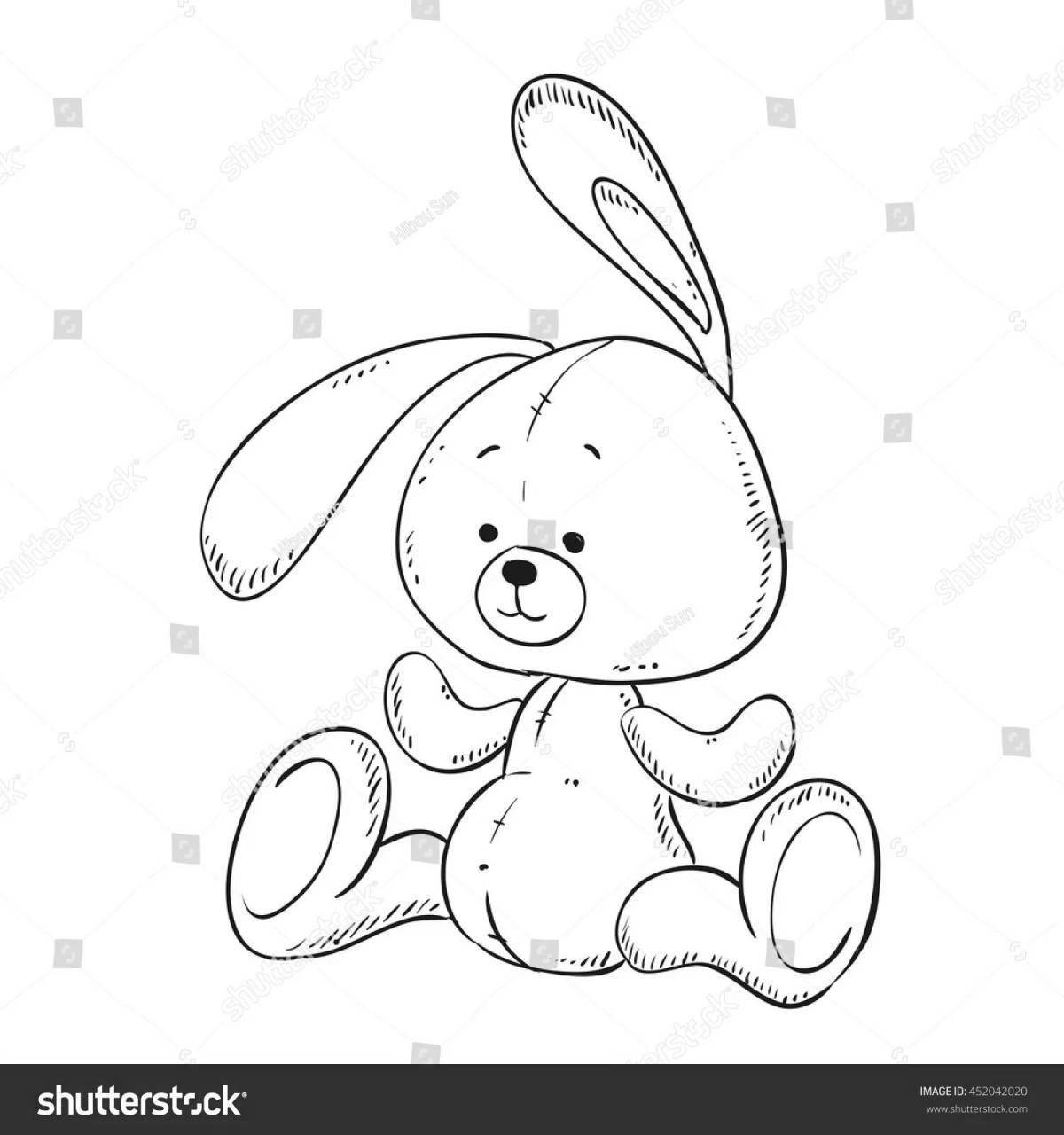 Coloring page bizarre rabbit on the bench