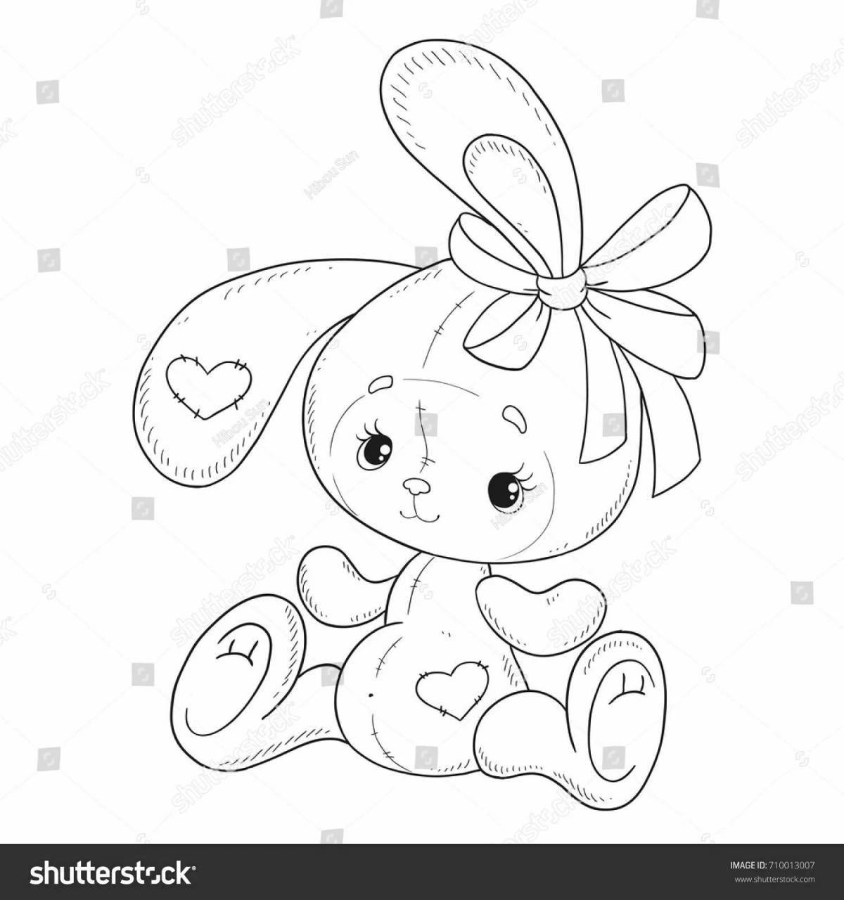 Coloring page cozy rabbit on the bench