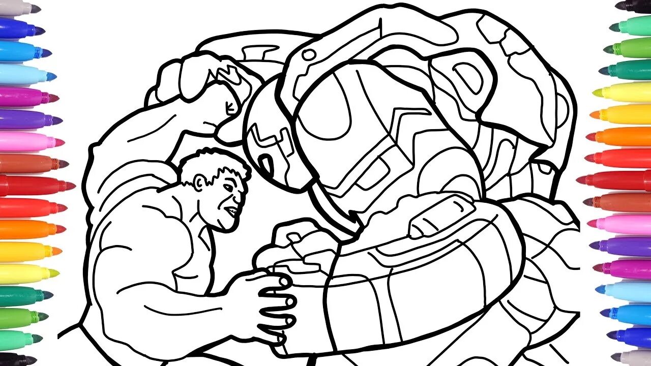 Coloring page shiny hulk vs thanos