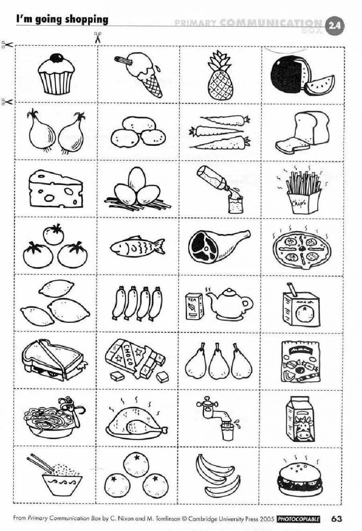 Fun alphabet english food coloring page