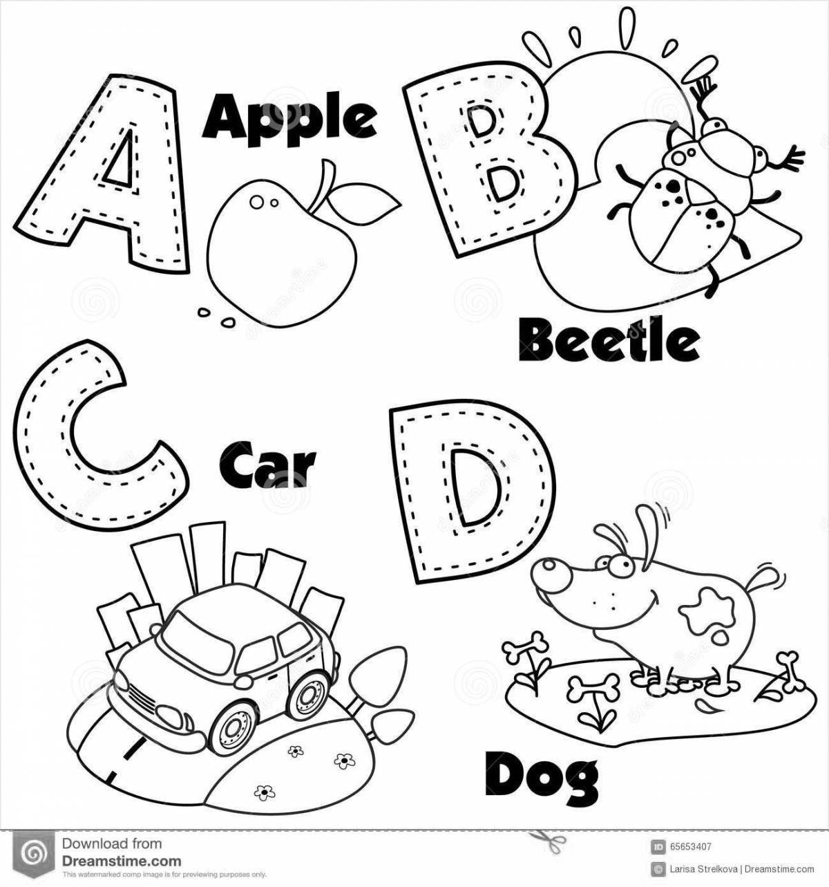 Food coloring page in english healthy alphabet