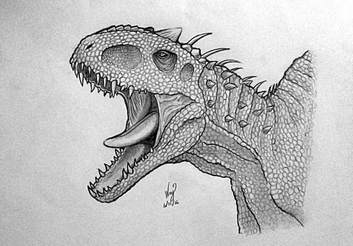 Удивительная страница раскраски indominus rex