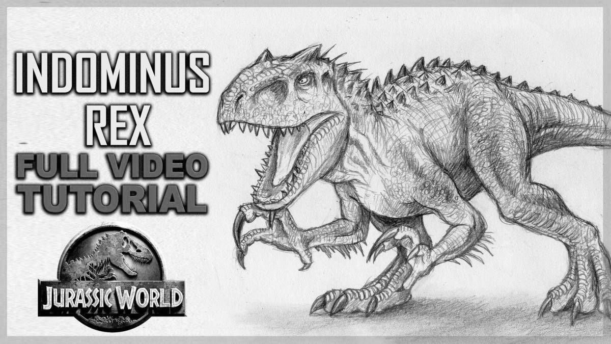 Блестяще детализированная страница раскраски indominus rex