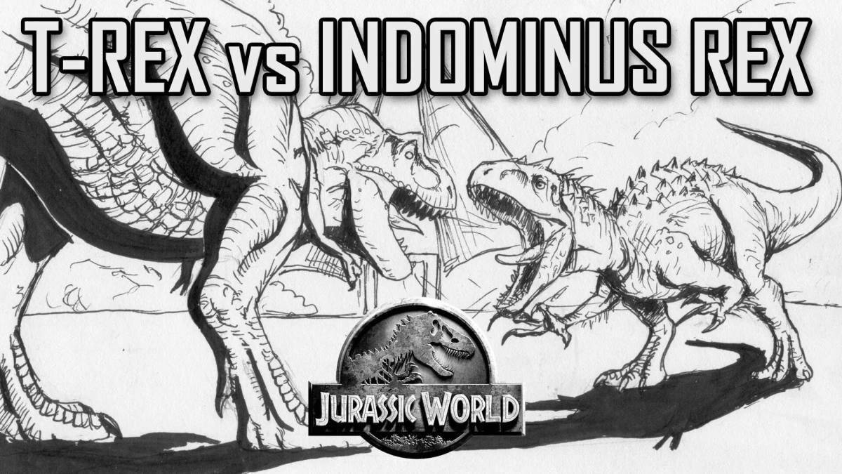 Замысловатая страница раскраски indominus rex