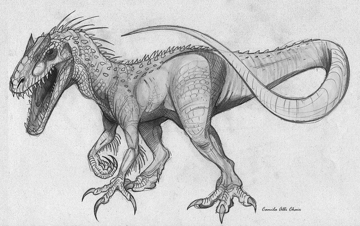 Великолепно детализированная страница раскраски indominus rex