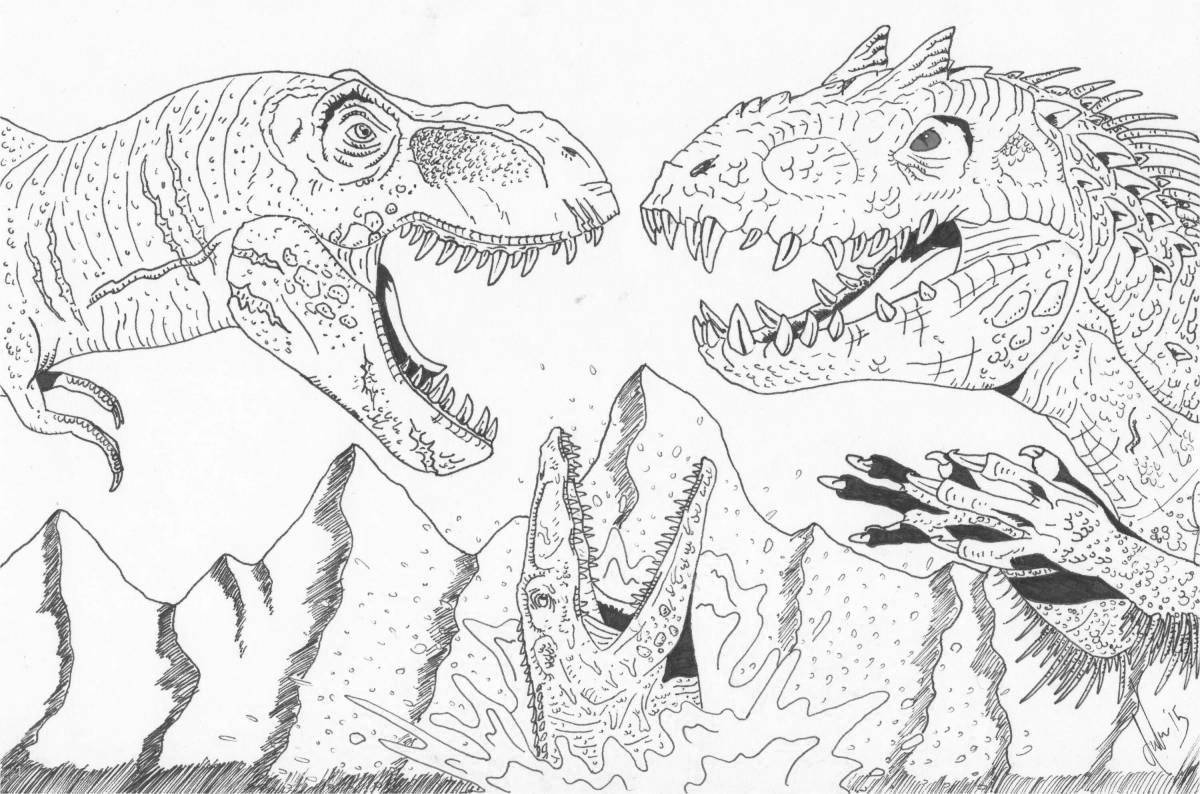 Изысканно детализированная страница раскраски indominus rex