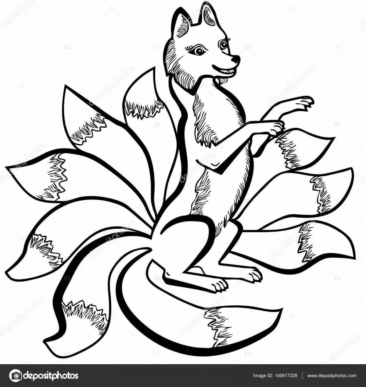 Adorable red fox coloring book