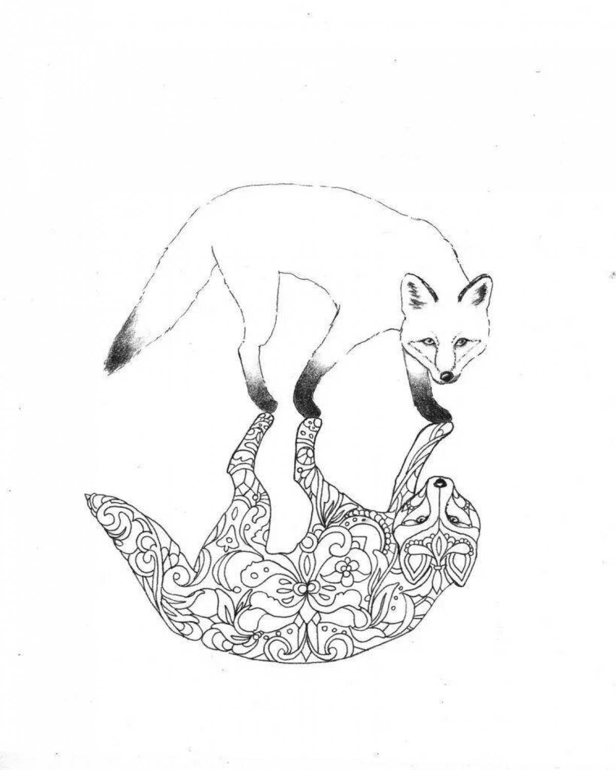 Coloring page dazzling red foxes