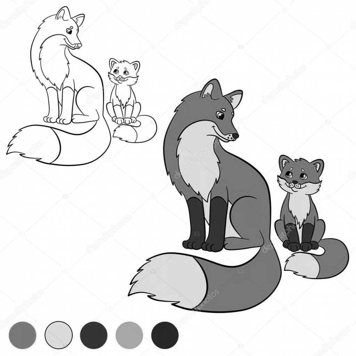 Fancy red fox coloring page