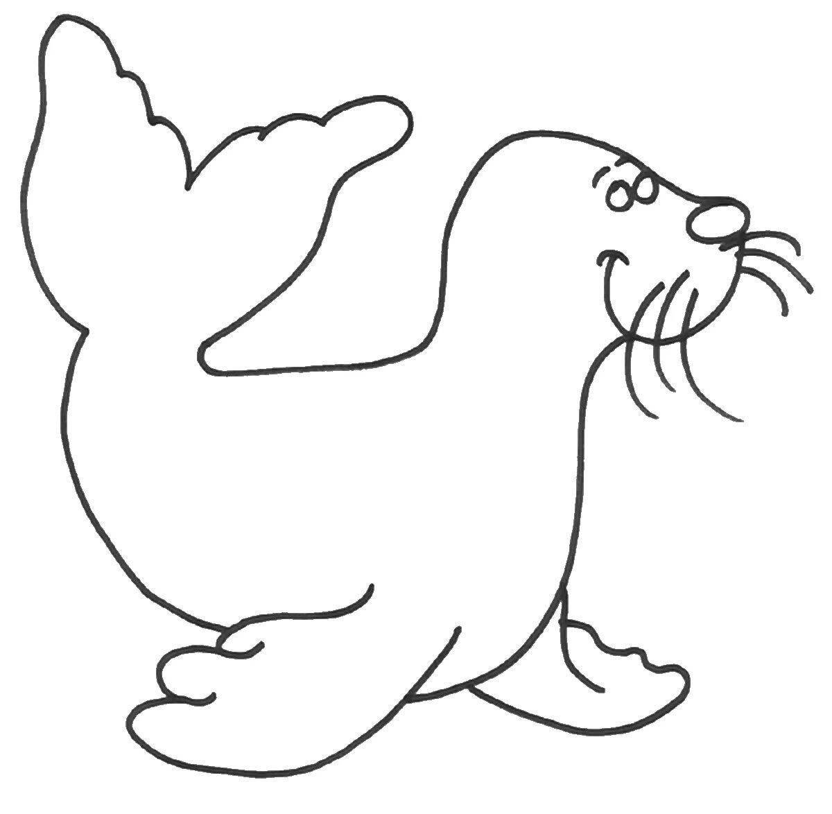 Удивительная страница раскраски морского льва для детей