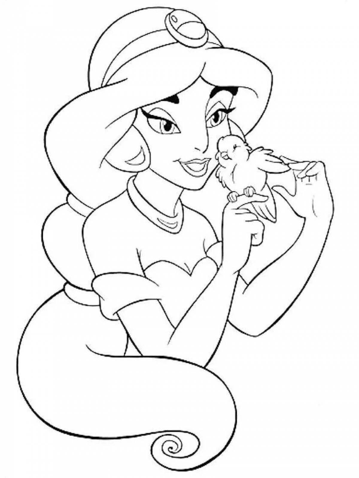 Joyful coloring cartoon princesses