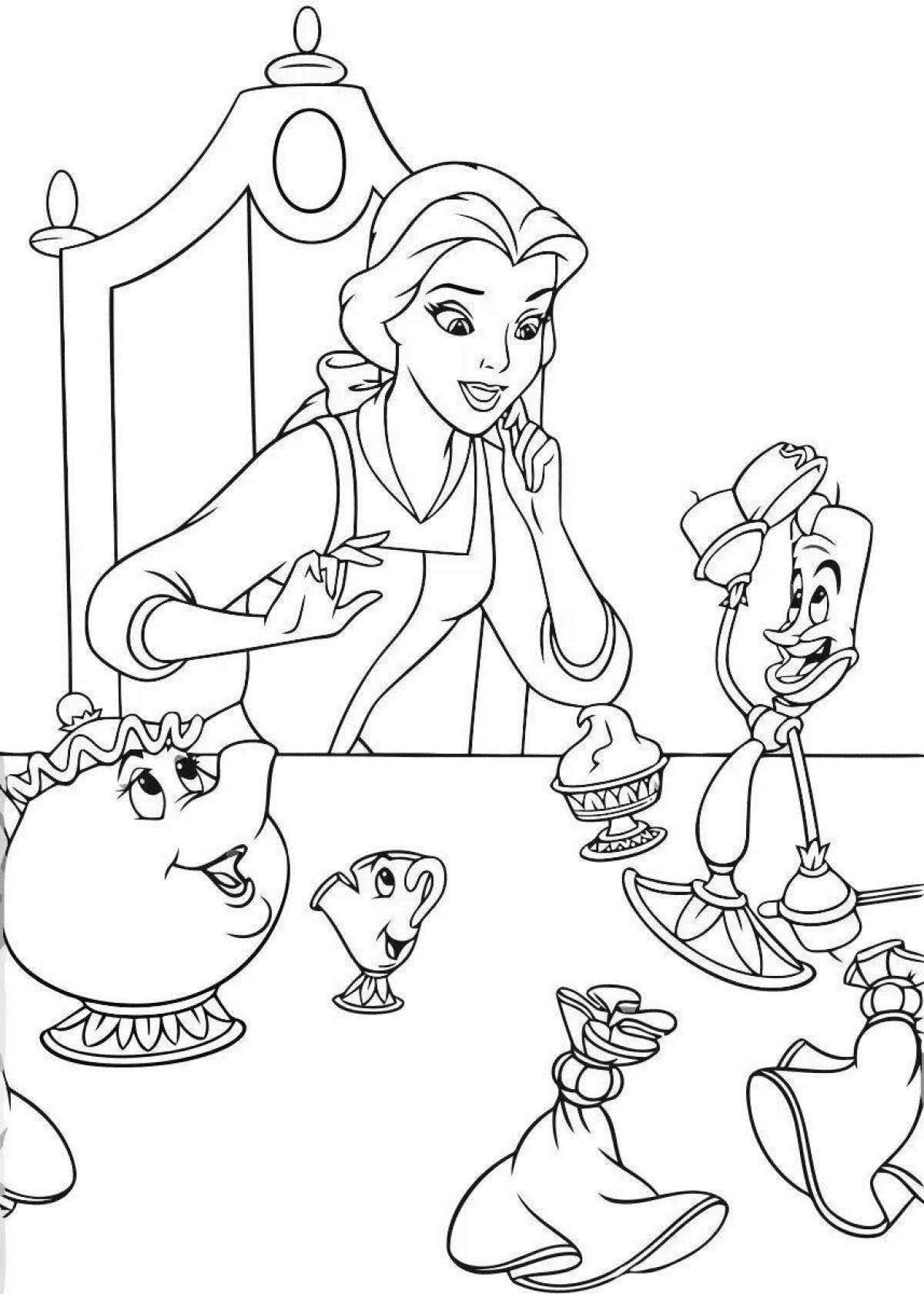 Glitter coloring cartoon princesses