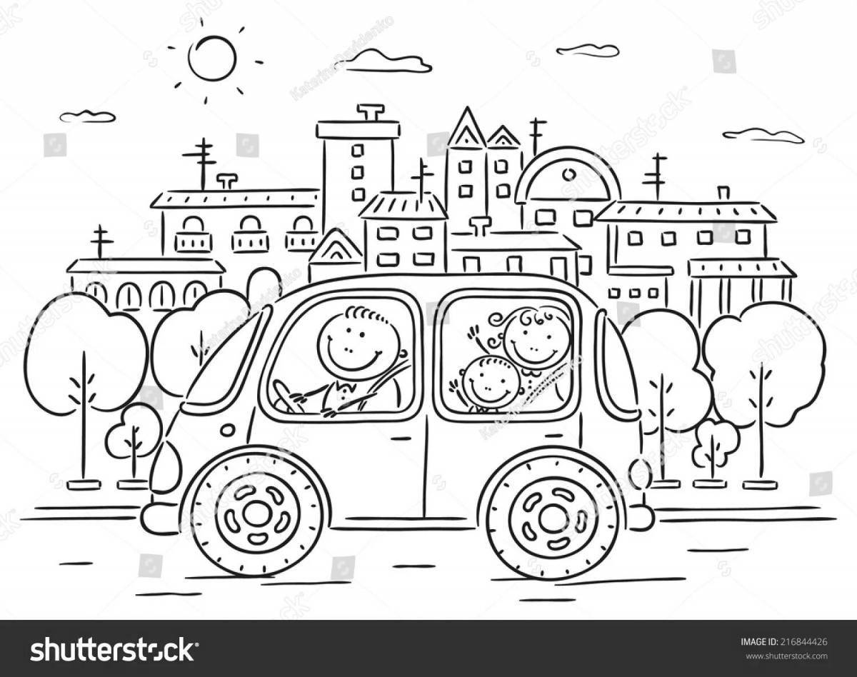 Grand travel coloring book for kids