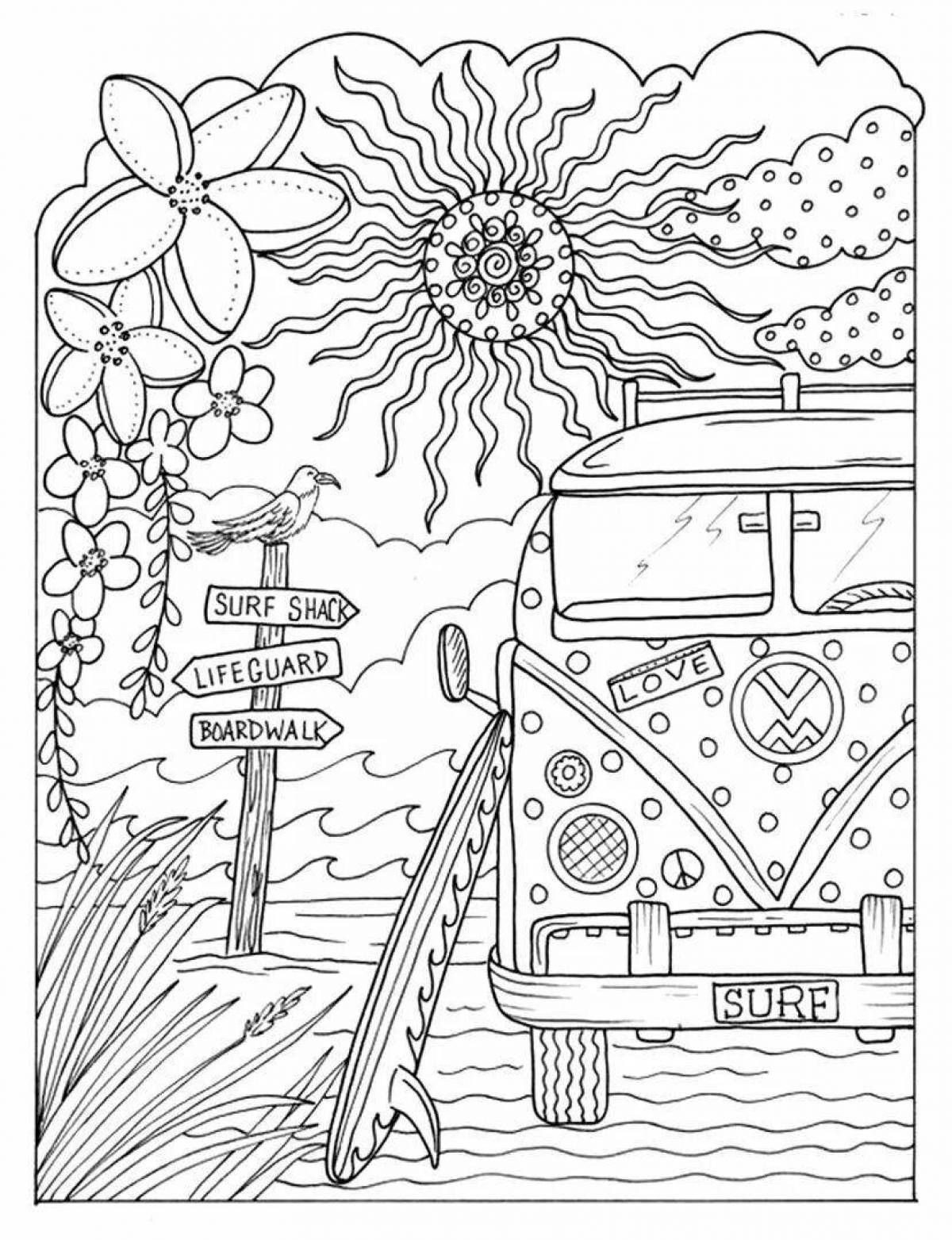Tempting travel coloring page for kids