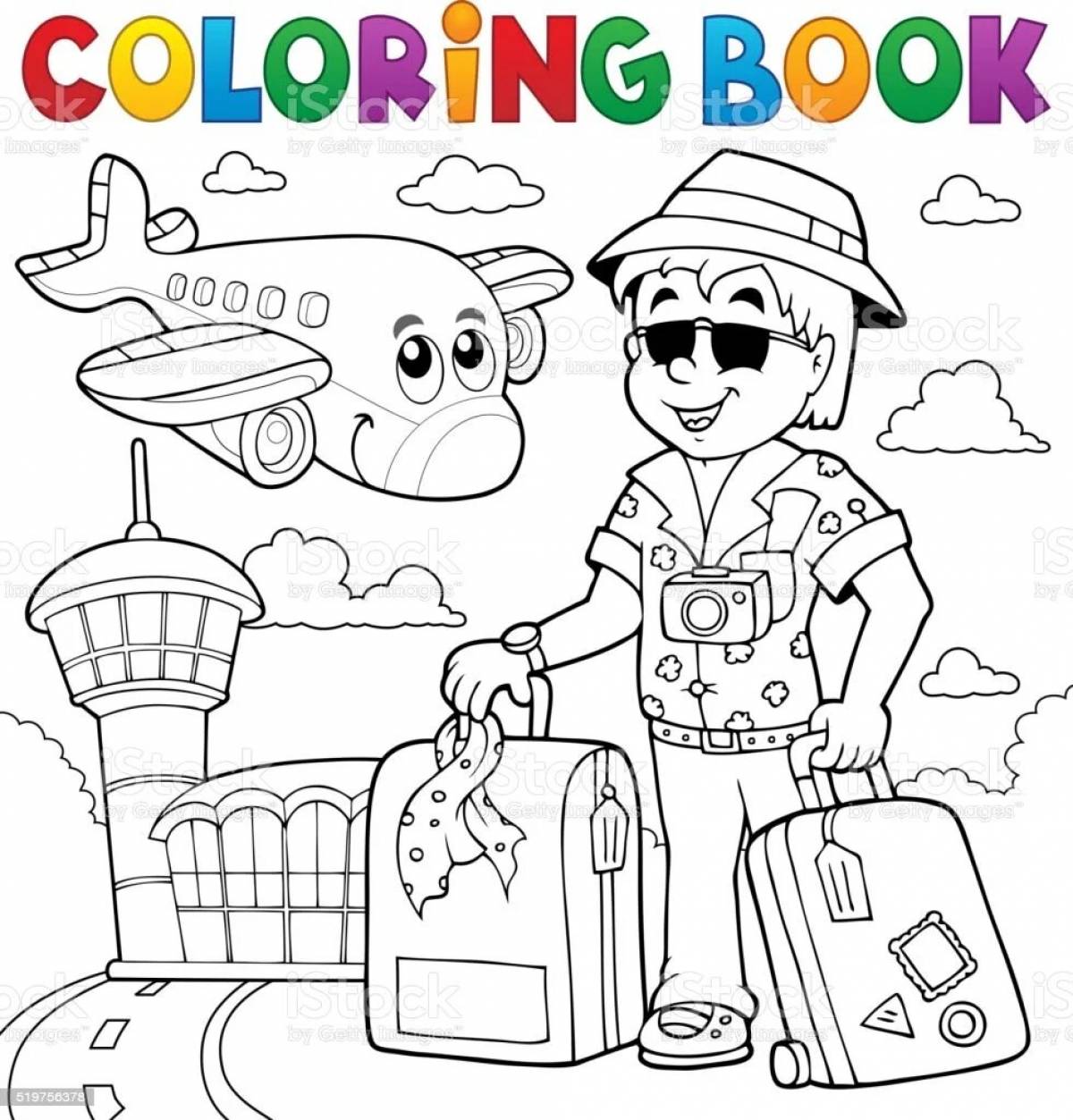 Exquisite travel coloring book for kids