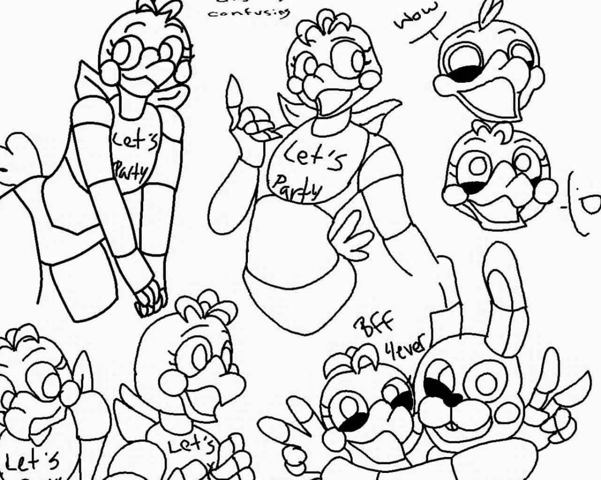 Coloring playful freddy and chica
