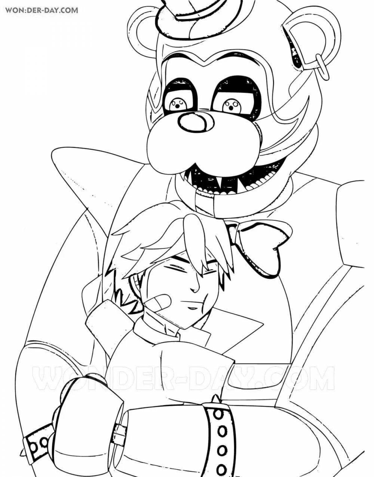 Coloring book shining freddy and chica