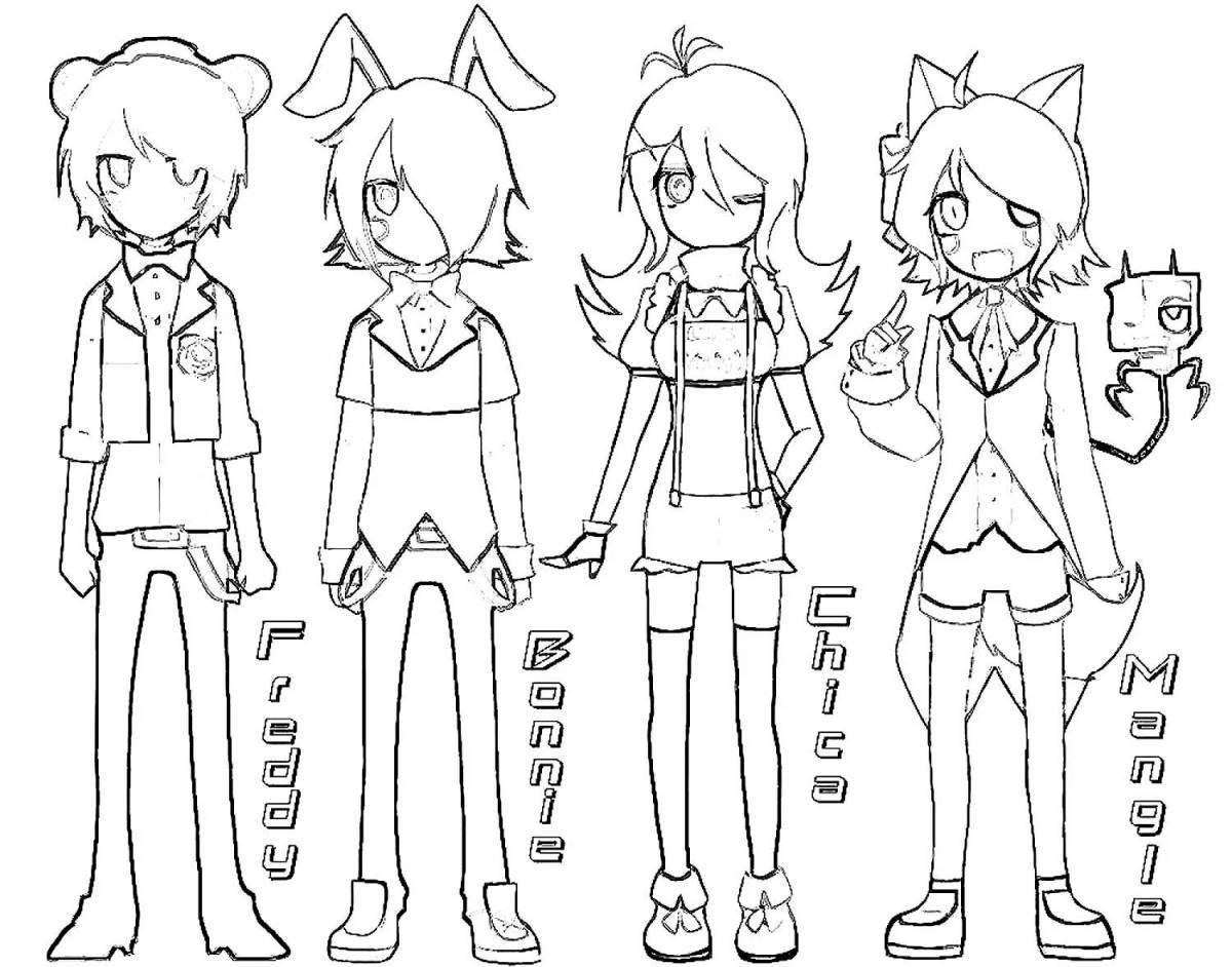 Photo Coloring freddy and chick in bright colors