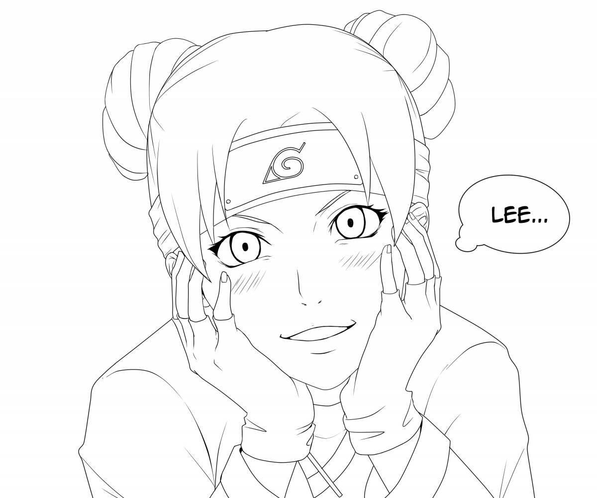Cute anime naruto girls coloring page