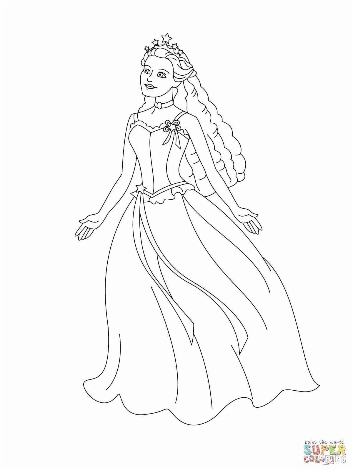 Adorable princess coloring page