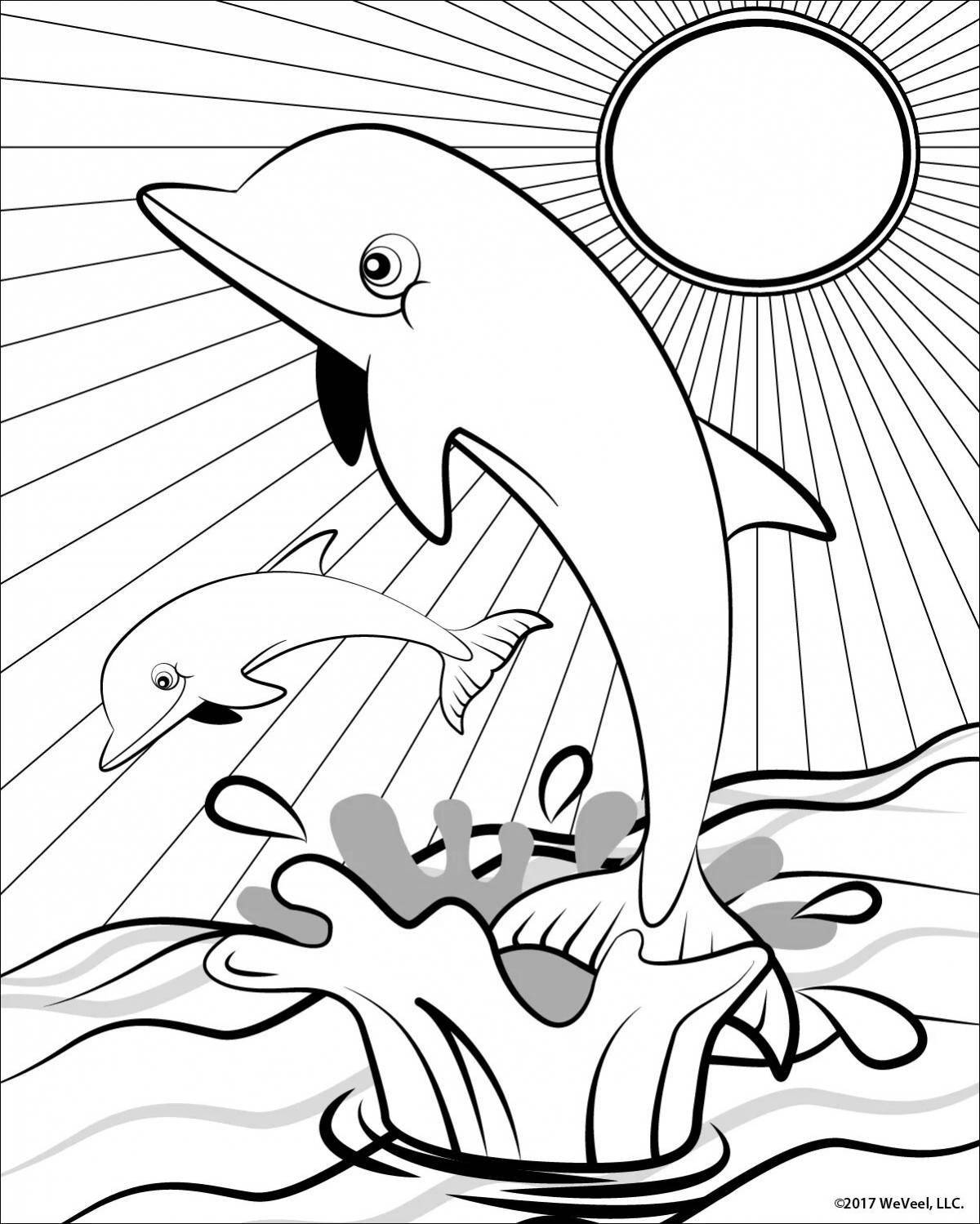 Потрясающая страница раскраски дельфинов
