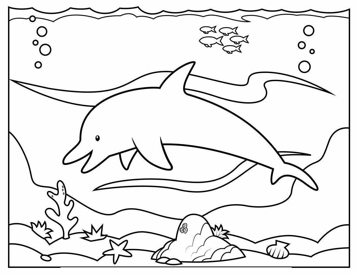 Завораживающая страница раскраски дельфинов