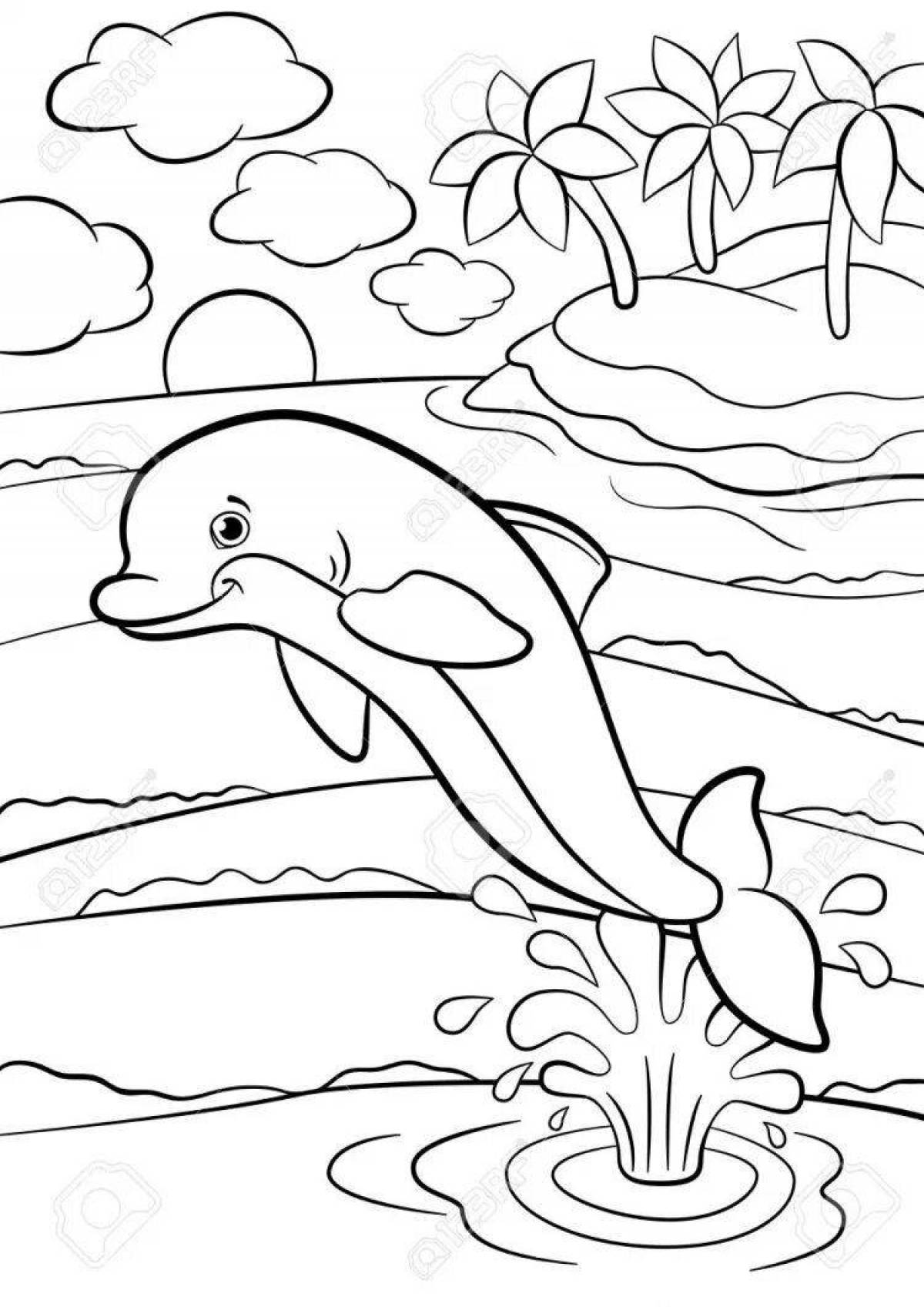 Освежающая страница раскраски дельфинов