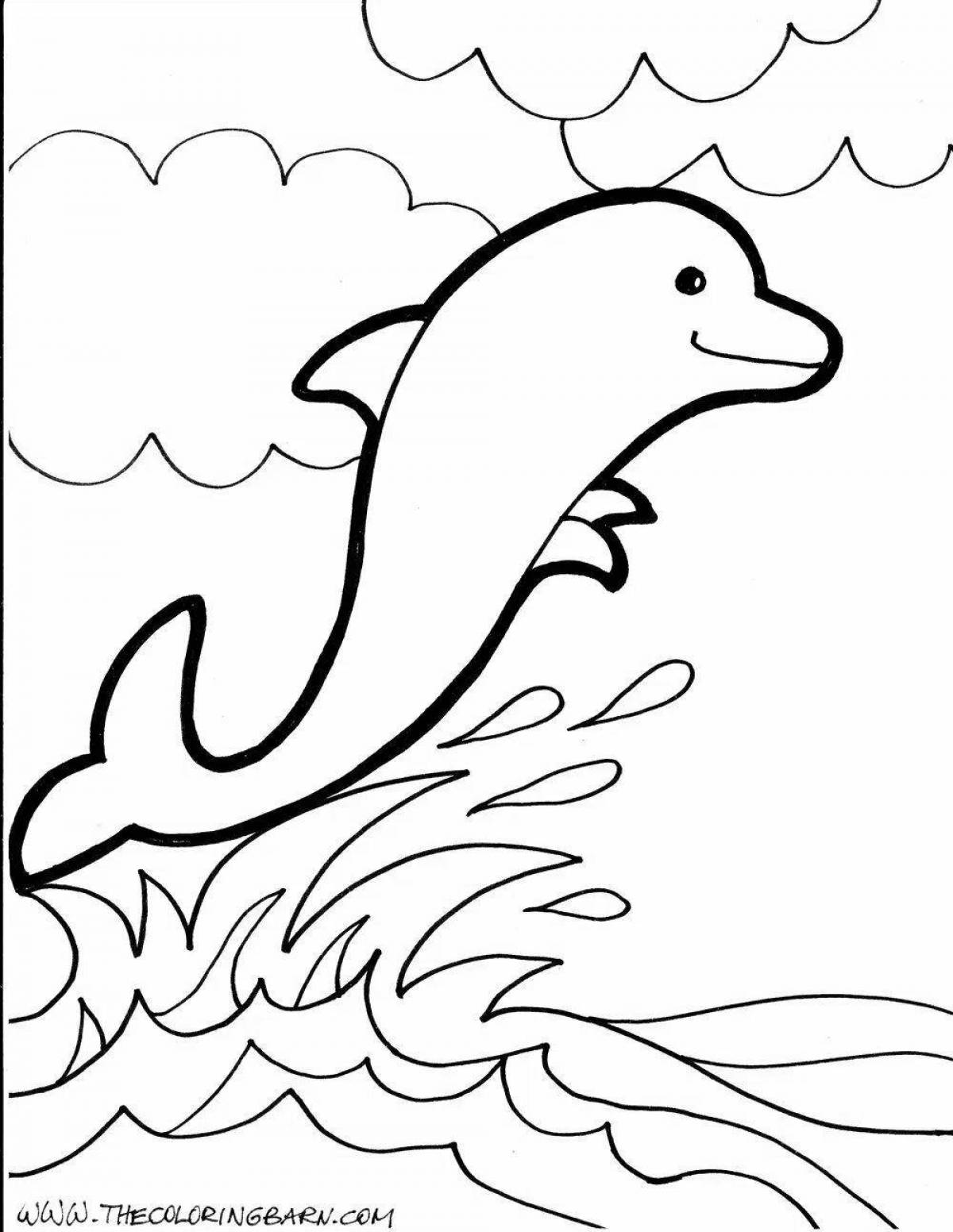 Расслабляющая страница раскраски дельфинов