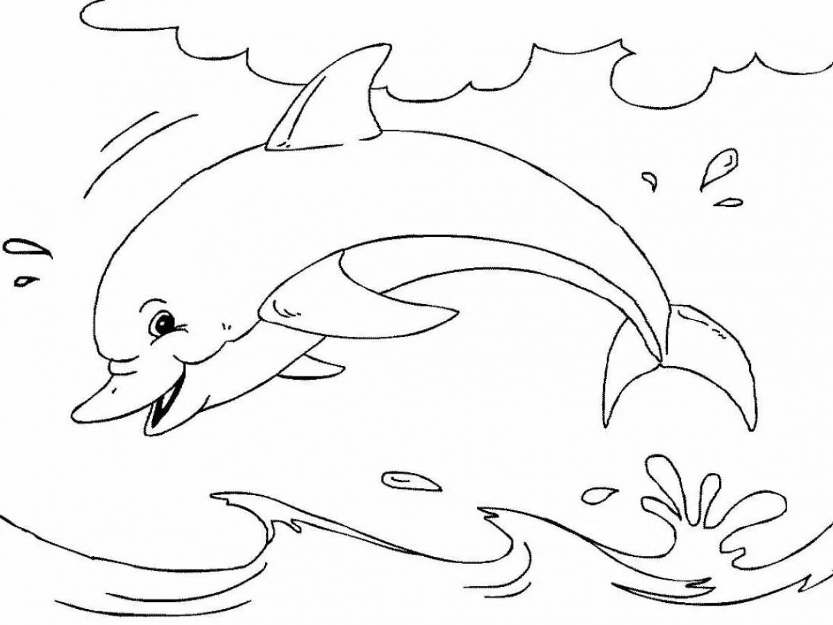 Раскраска море дельфины. море дельфины. Хорошие раскраски.