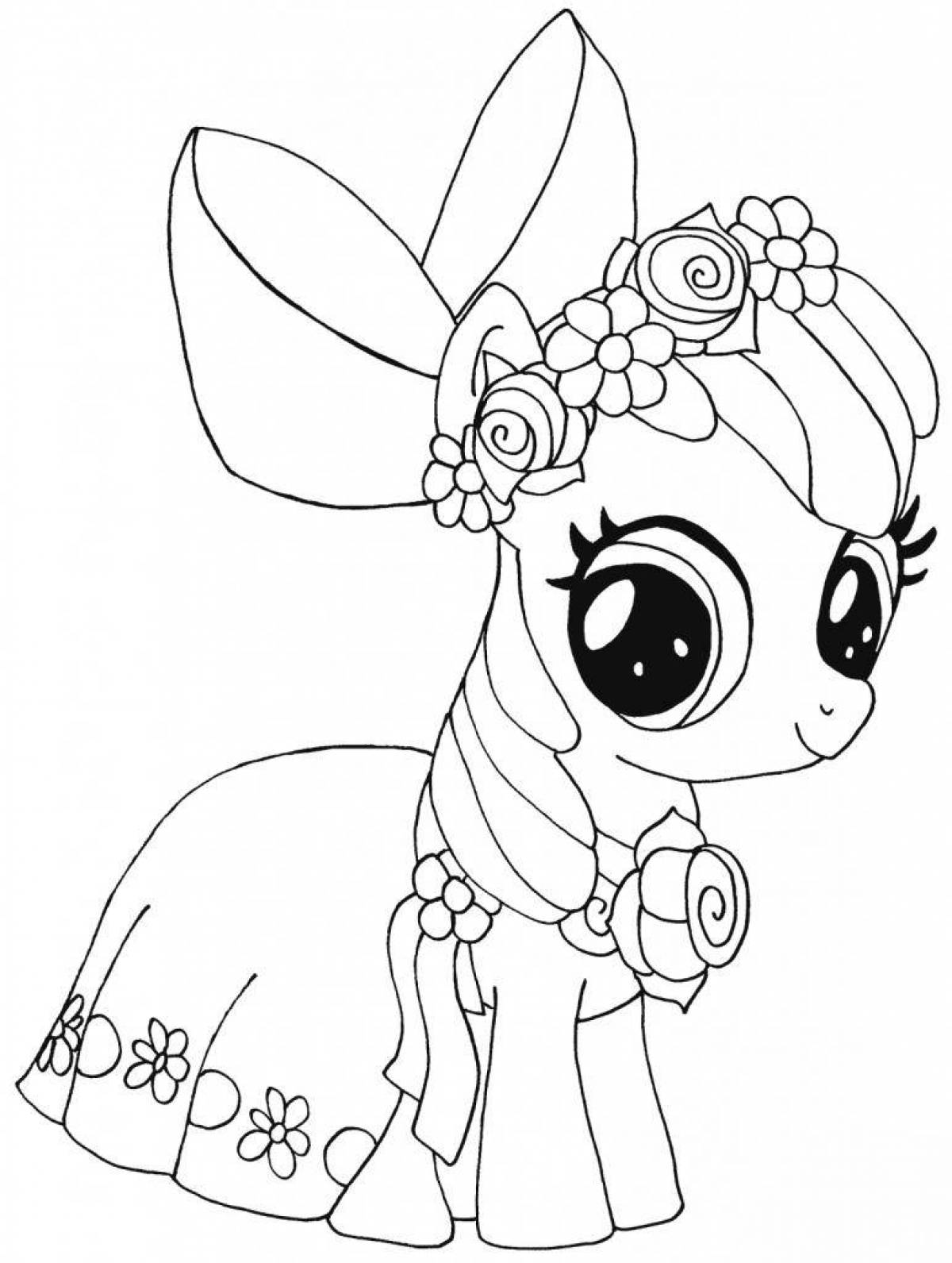 Adorable pony coloring in a dress