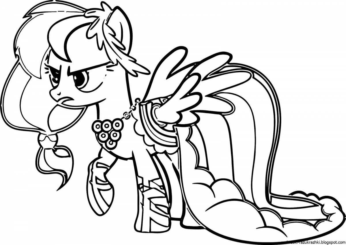 Joyful coloring of a pony in a dress