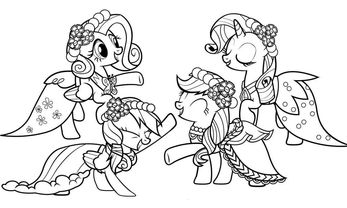 Delightful coloring of a pony in a dress