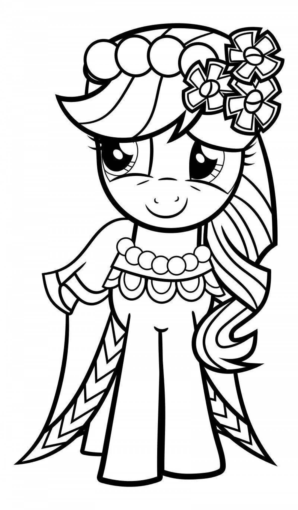Violent pony coloring in a dress