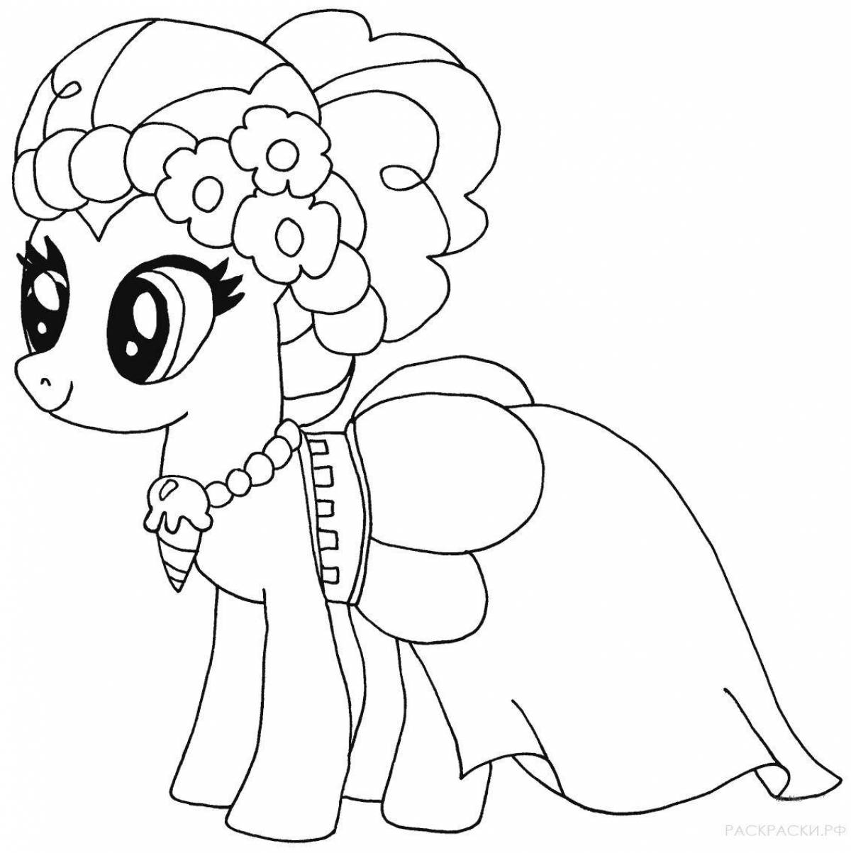 Unusual coloring of a pony in a dress
