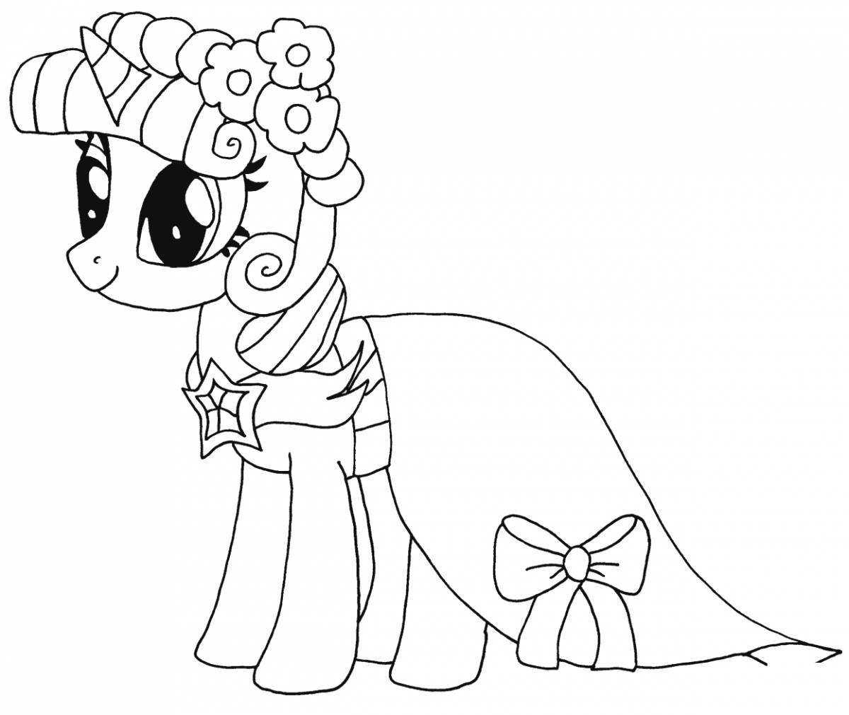 Royal coloring pony in dress