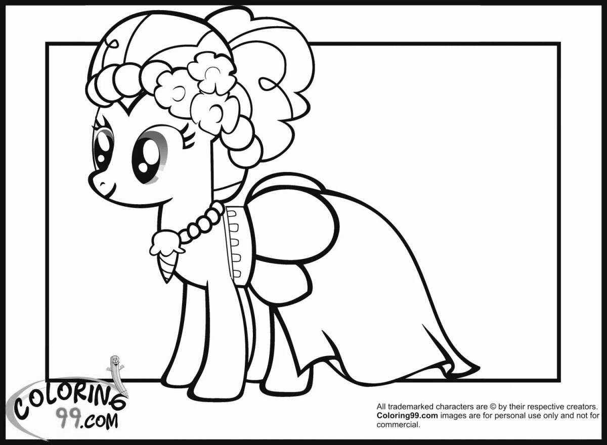 Witty pony coloring in a dress