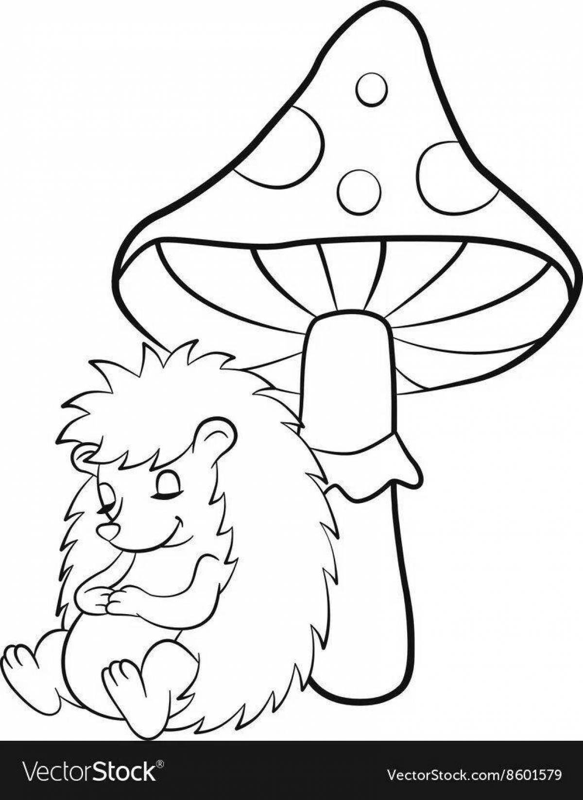 Glowing hedgehog with mushrooms