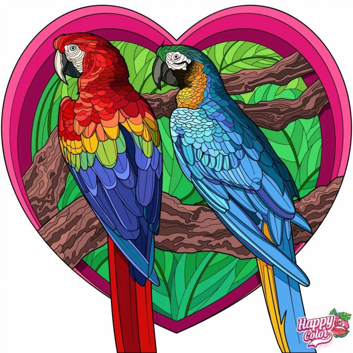 Parrot glitter coloring book