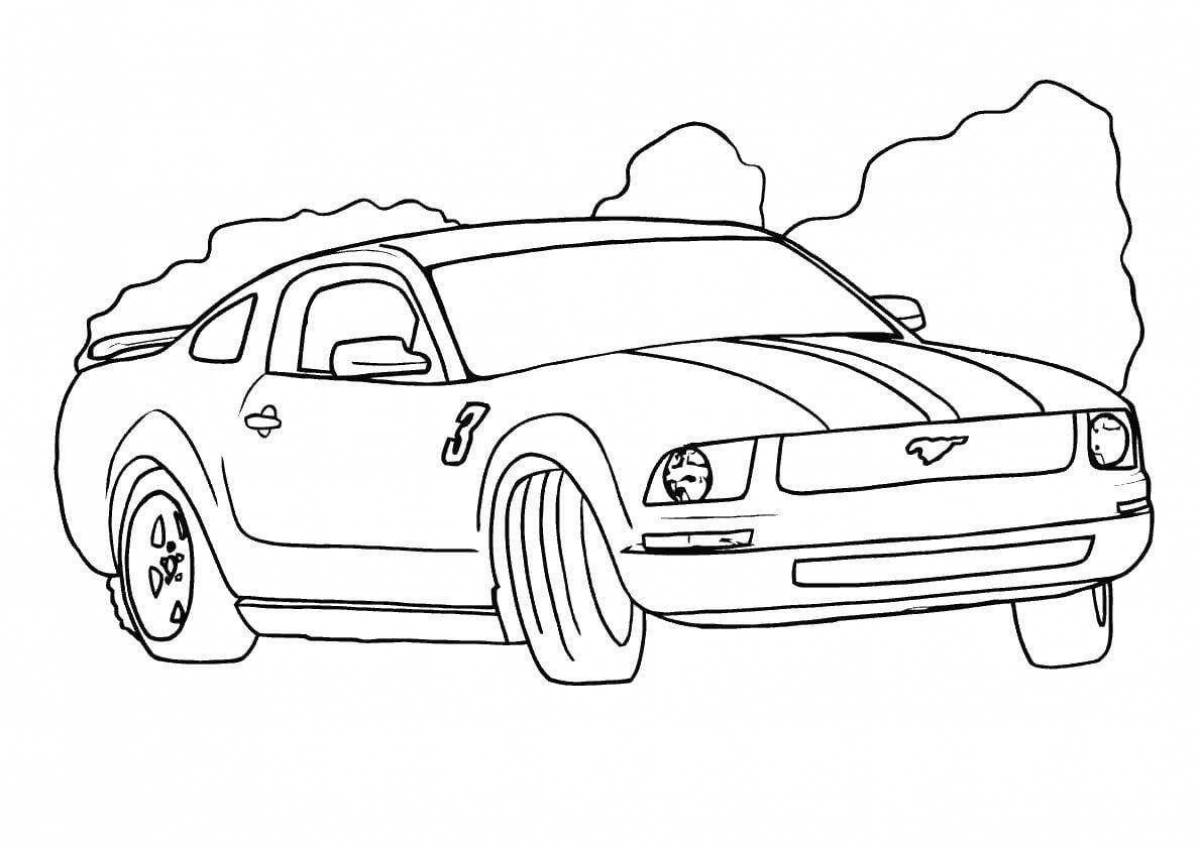 Colourful mustang coloring book for boys