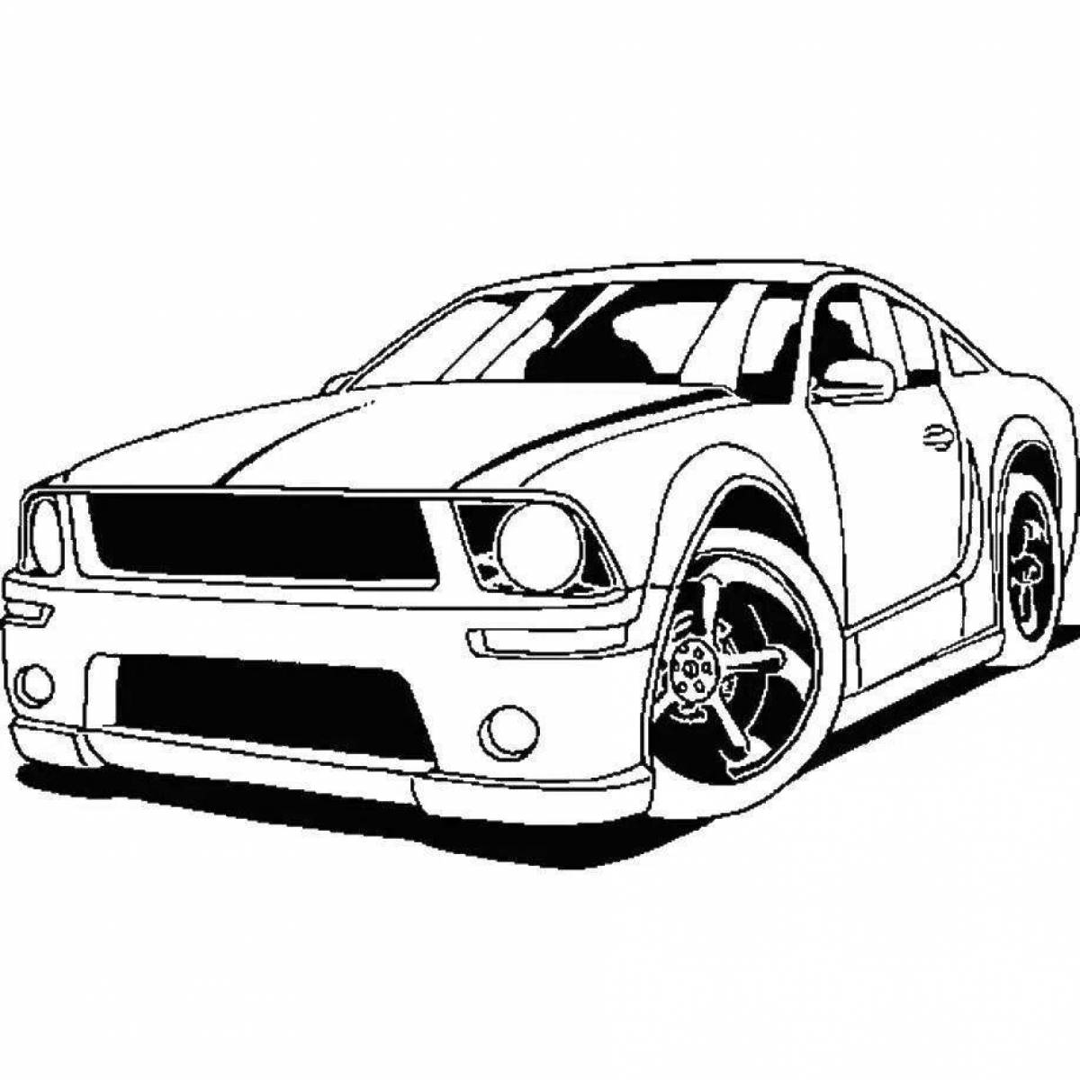 Attractive mustang coloring book for boys