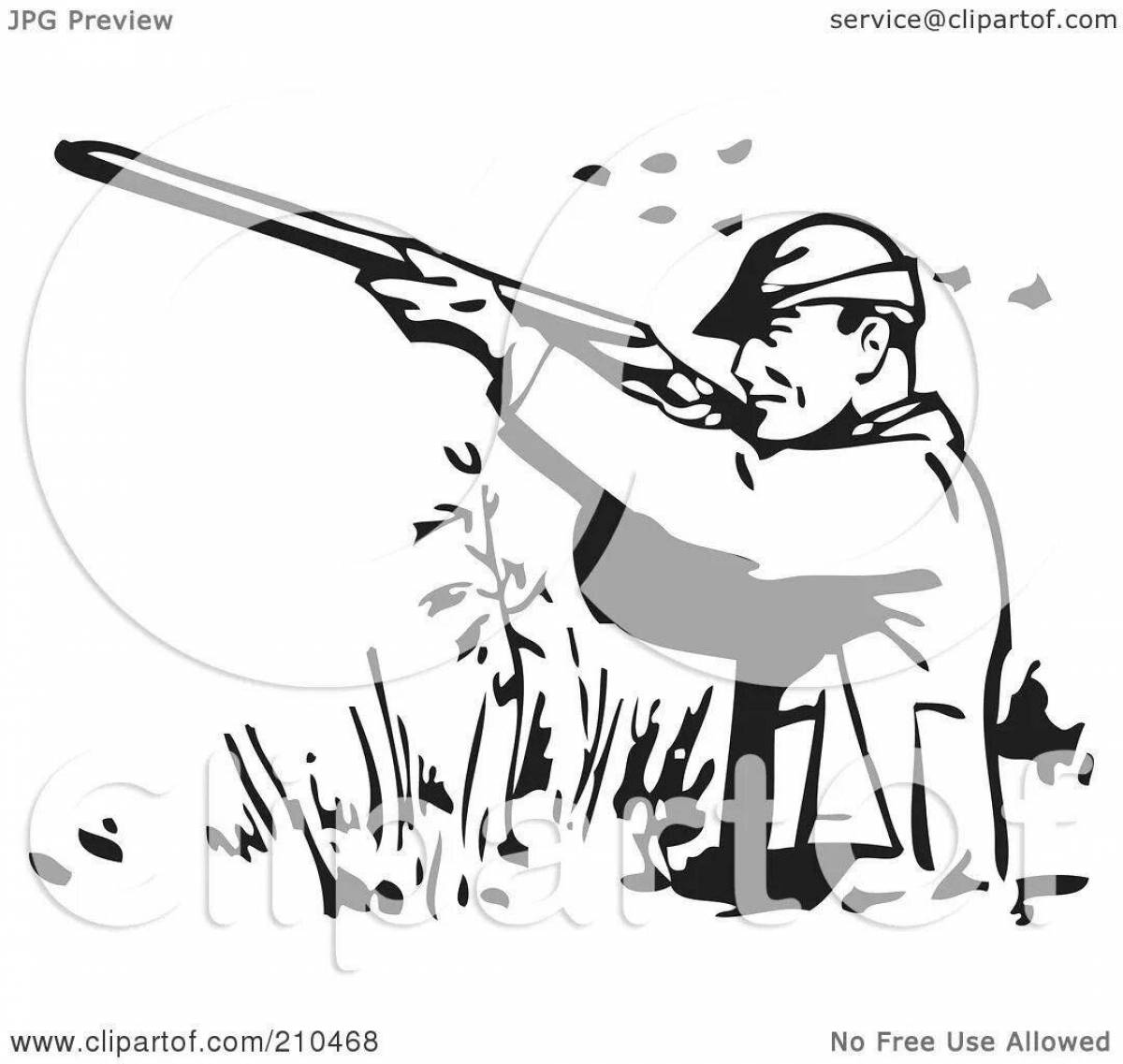 Раскраска славный охотник с ружьем
