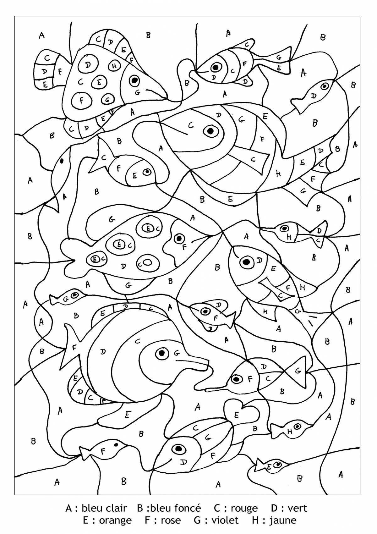 Exciting fish by numbers coloring book