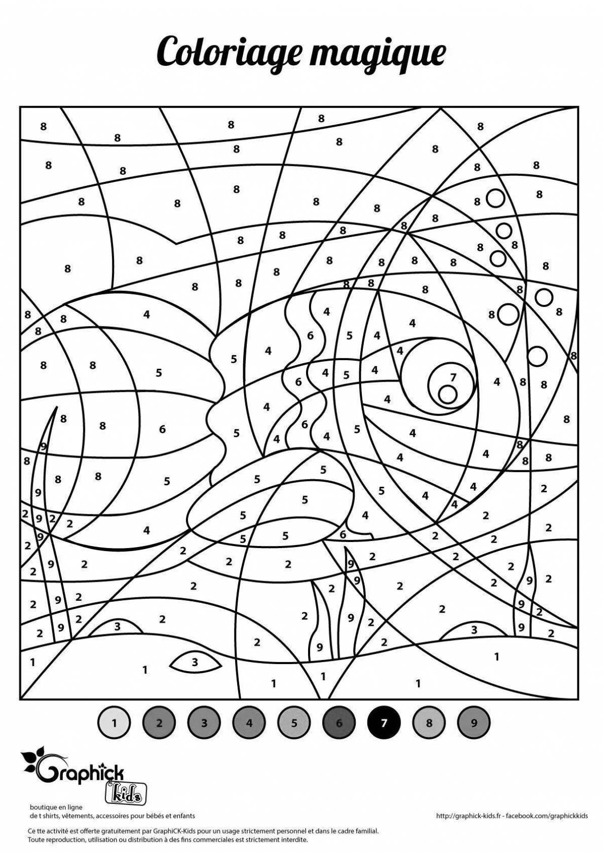 Attract fish by numbers coloring book