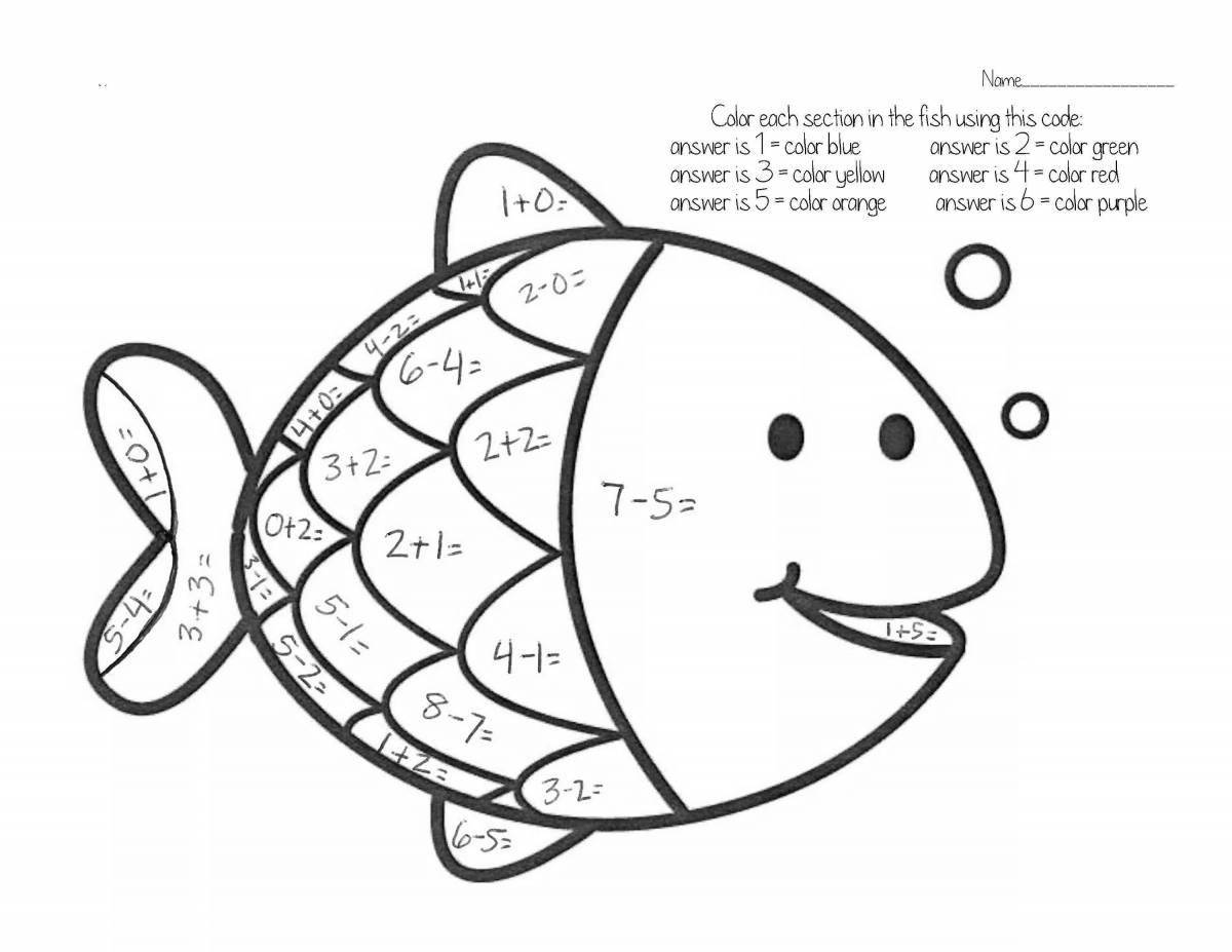 Adorable fish coloring by numbers