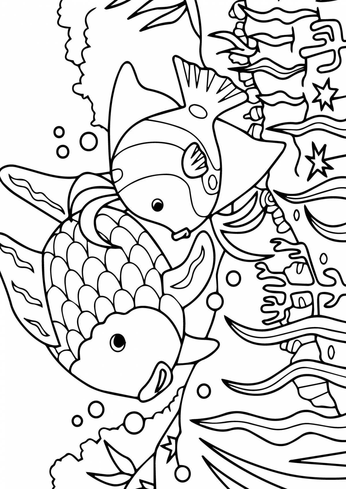 Mystical fish coloring by numbers