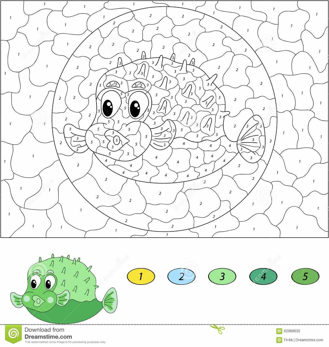 Coloring unusual fish by numbers